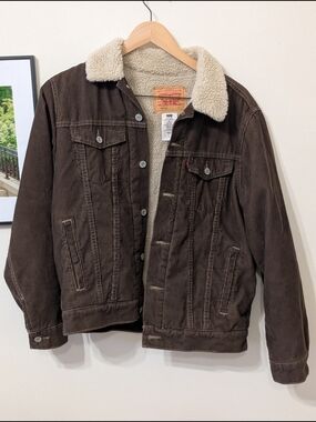 Levi's Brown Sherpa-Lined Corduroy Trucker Jacket